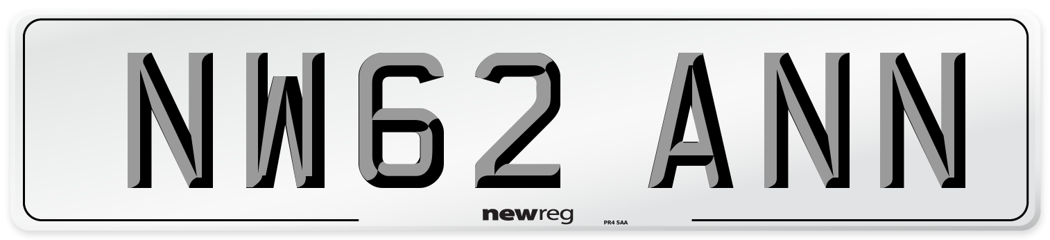 NW62 ANN Number Plate from New Reg